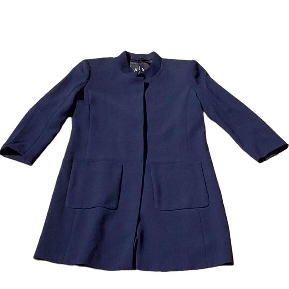 A/X ARMANI EXCHANGE NAVY BLUE LONG COAT JACKET MEDIUM - Picture 5 of 8